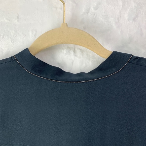 Lafayette 148 Long Sleeve Half Button Beaded Collar Silk Popover Blouse Sz M - Picture 12 of 16